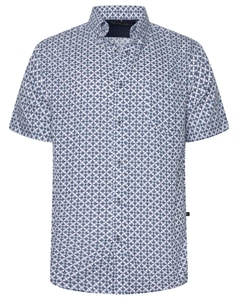KAM Short Sleeve Geo Print Shirt Blue